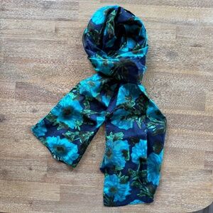 J.Crew 100% Silk Scarf Blue & Green Floral print